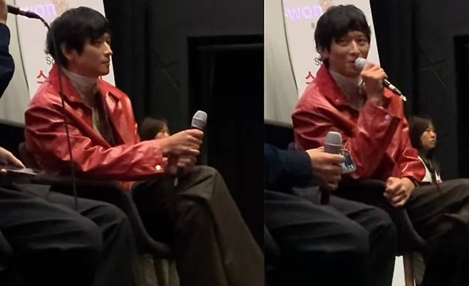 배우 강동원이 18일 부산 해운대구 영화의전당 시네마테크에서 열린 특별기획 프로그램 ‘까르뜨 블랑슈’에서 인삿말을 하고 있다. /부산국제영화제 인스타그램