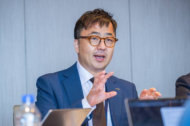 박주일 앤시스코리아 대표가 16일 서울 송파구 롯데호텔월드에서 열린 미디어 인터뷰에서 답변하고 있다. (제공: 앤시스코리아)