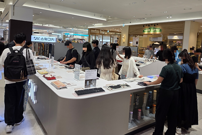 지난 17일 오후 서울 용산 아이파크몰 리빙파크 3층 도파민 스테이션. 기계식 키보드 스웨그키 팝업 매장. [김혜진 기자]