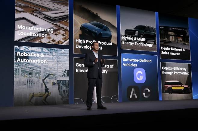 호세 무뇨스 현대차 사장이 미국 뉴욕에서 열린 CEO 인베스터데이를 통해 중장기 사업 전략을 내놨다. /사진=현대차