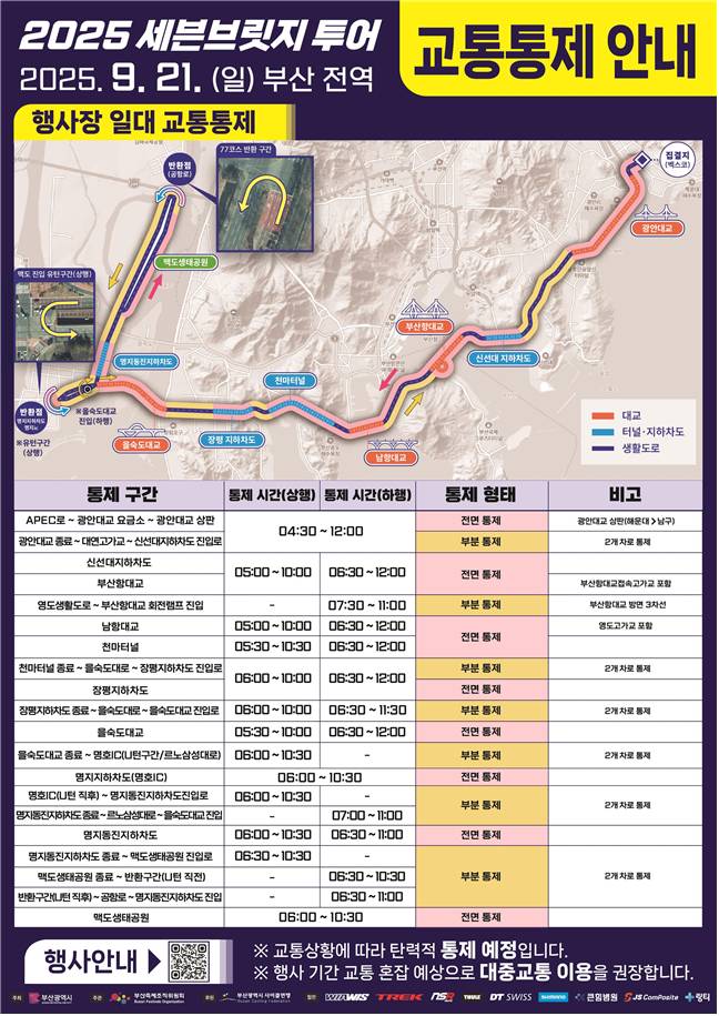 세븐브릿지 투어 교통통제 안내 [부산시 제공]