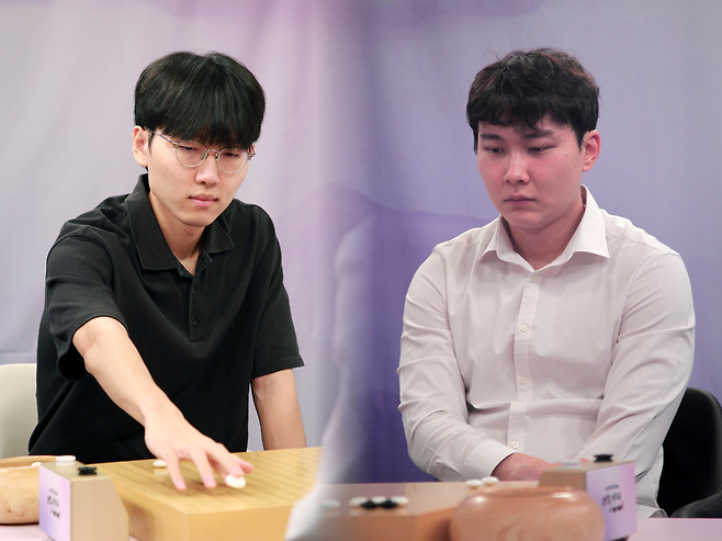 신진서(왼쪽)와 박정환.    한국기원 제공