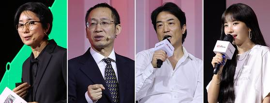 권미경 스튜디오N 대표, 천루이칭 드라마박스 CEO, 윤현준 스튜디오슬램 대표, 가수 전소연(왼쪽부터). 임현동·강정현 기자