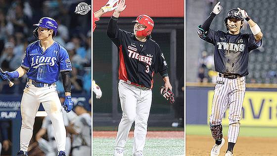 삼성 라이온즈 김성윤(163㎝), KIA 타이거즈 김선빈(165㎝), LG 트윈스 신민재(171㎝)(왼쪽부터).