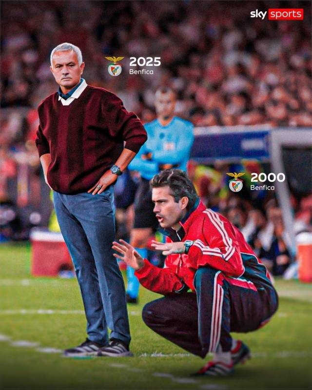 무리뉴는 자신의 화려한 감독 커리어를 처음 시작한 곳으로 돌아왔다. 2000년 이후 무려 25년 만의 복귀다. 브루누 라즈 감독의 경질 후 자신을 원하는 친정으로 복귀, 아니 귀환했다. 사진=스카이 스포츠 SNS