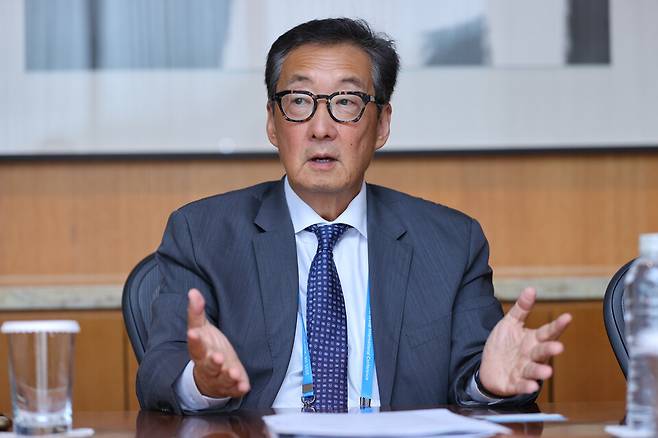 빅터 차 전략국제문제연구소(CSIS) 한국 석좌가 19일 서울 중구 신라호텔에서 열린 기자간담회에서 발언하고 있다. ⓒ연합뉴스