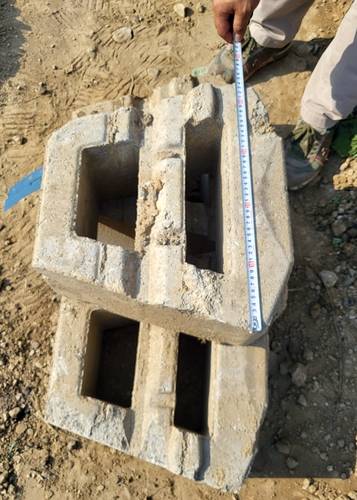 현장에서 확인된 설계보다 작은 크기의 옹벽 블록 [오산시 제공. 재판매 및 DB 금지]