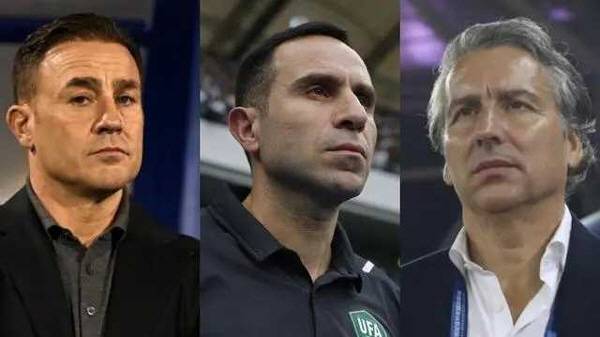왼쪽부터 파비오 칸나바로 전 중국 대표팀 감독, 테무르 카파제 우즈베키스탄 대표팀 감독, 호르디 전 저장 감독.