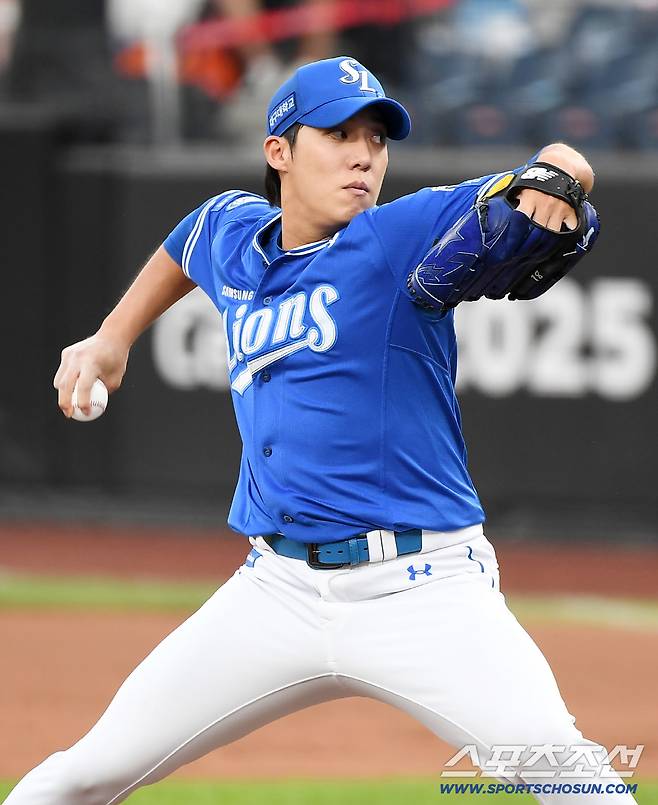 31일 대전 한화생명볼파크에서 열린 삼성-한화전. 삼성 선발투수로 마운드에 오른 원태인. 대전=정재근 기자 cjg@sportschosun.com/2025.8.31/