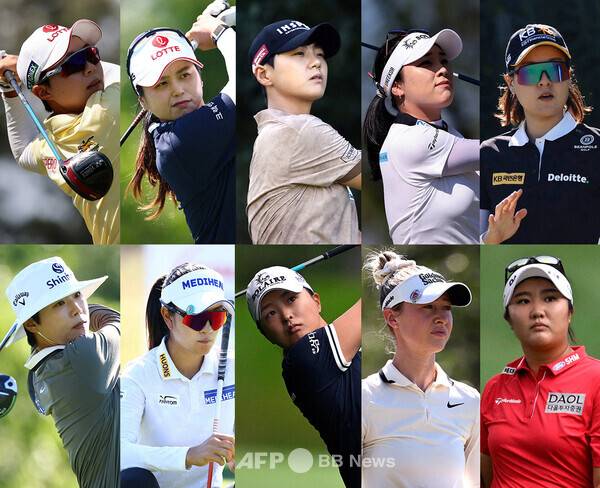 2025년 미국여자프로골프(LPGA) 투어 월마트 NW 아칸소 챔피언십에 출전한 김효주, 최혜진, 박성현, 윤이나, 전인지, 이소미, 김아림, 고진영, 넬리 코다, 유해란 프로. 사진제공=ⓒAFPBBNews = News1 (사진을 무단으로 사용하지 마십시오.)