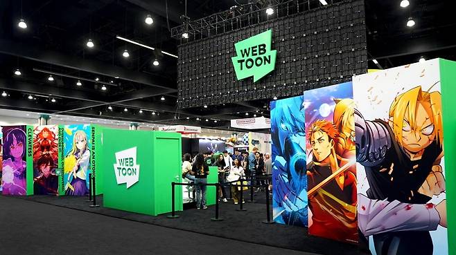 네이버웹툰의 모회사인 웹툰 엔터테인먼트가 지난 7월 3일부터 6일(현지 시간)까지 미국 로스앤젤레스 컨벤션 센터에서 열린 ‘LA 애니메 엑스포(LA Anime Expo 2025)’에 참가했다. 사진=네이버웹툰