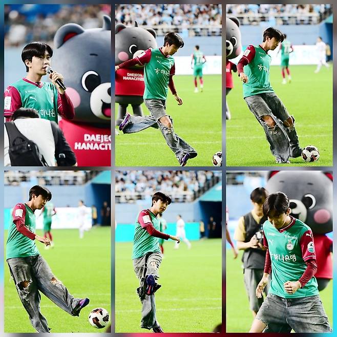 임영웅이 2년 5개월 만에 K리그 시축 무대에 서며 축구 팬들과 ‘영웅시대’를 열광시켰다.사진=김영구 기자