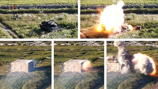 김정은 북한 국무위원장이 지난 18일 무인항공기술연합체 산하 연구소와 기업소에서 개발하고 있는 무인 무장장비 성능 시험을 지도했다고 조선중앙TV가 19일 보도했다. 연합뉴스