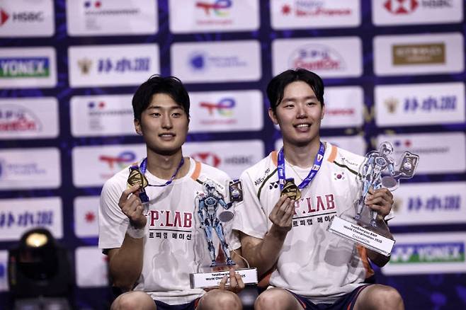배드민턴 남자복식 세계랭킹 1위 김원호(왼쪽)-서승재. 사진=AFPBBNews