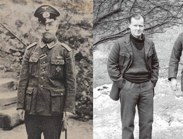 독일군 원사 구스타프 로텐베르거(왼쪽)와 탈출을 위해 그와 똑같이 변장한 마이클 싱클레어. 열린책들 제공