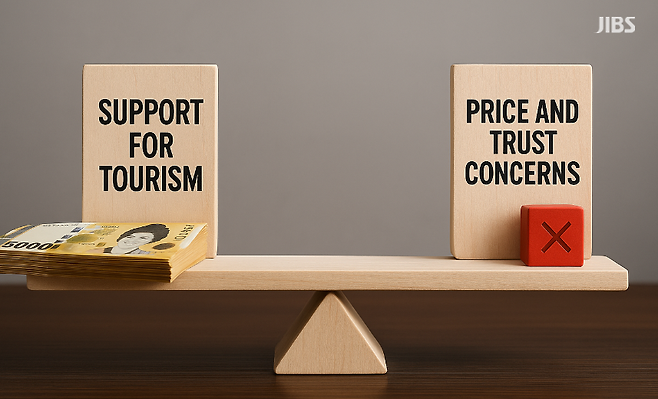 정책 지원 논의와 소비자 불만이 엇갈리면서, 서로 다른 길로 나아가는 모습을 형상화한 편집 이미지.