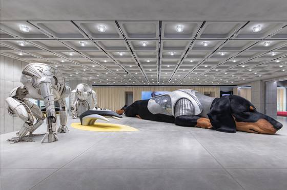 하우스 노웨어 서울 1층을 차지하고 있는 거대한 강아지 ‘선샤인’ 조형물. 사진 아이아이컴바인드