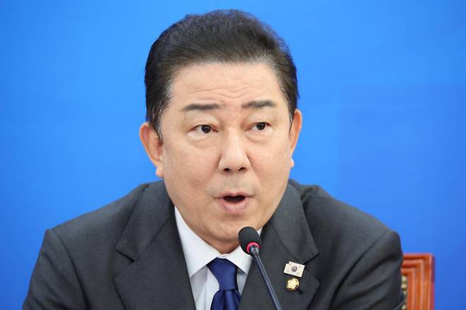 김병기 더불어민주당 원내대표가 21일 오전 서울 여의도 국회에서 열린 취임100일 기자간담회에서 발언을 하고 있다. /사진=뉴시스