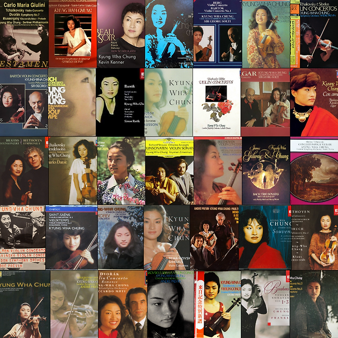 1967년 레벤트리트 콩쿠르 1위 후 데뷔 58주년을 맞은 바이올린 여제 정경화가 발표한 수많은 명반들. 자료=discogs.com