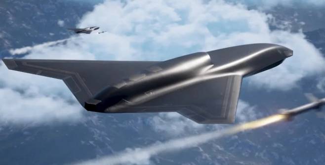 신형 전투 드론 ‘벡티스’가 적 방공망을 겨냥해 공대지 미사일을 발사하는 시뮬레이션 장면. 록히드마틴 제공