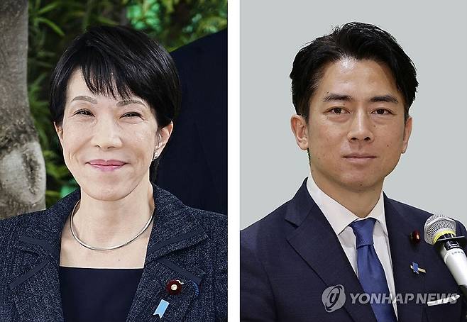 다카이치 전 경제안보담당상(왼쪽)과 고이즈미 농림수산상 [연합뉴스 자료사진. 재판매 및 DB 금지]