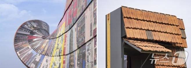 전시물 '휴머나이즈월'(왼쪽)과 '일상의벽'(오른쪽) (서울시 제공) 뉴스1 ⓒ News1