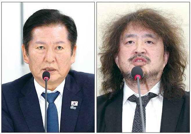 정청래 더불어민주당 대표(사진 왼쪽)와 친여 성향 유튜버 김어준 씨. (연합뉴스)