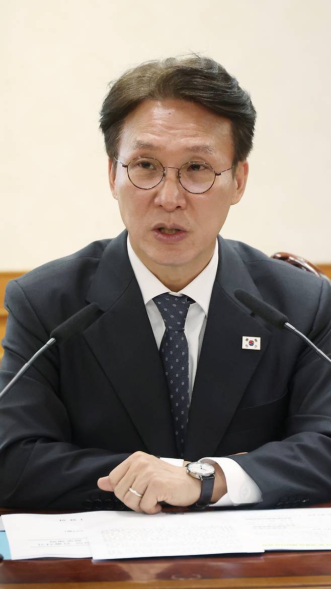 김민석 국무총리가 22일 정부서울청사에서 열린 통신사 및 금융사 해킹사고 관련 긴급 현안 점검회의에서 발언을 하고 있다. [연합]