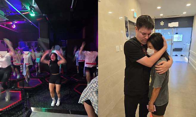 개그우먼이자 점핑 강사 김혜선이 수술 다음 날에도 수업을 강행해 독일인 남편의 걱정을 샀다. 김혜선 SNS 캡처