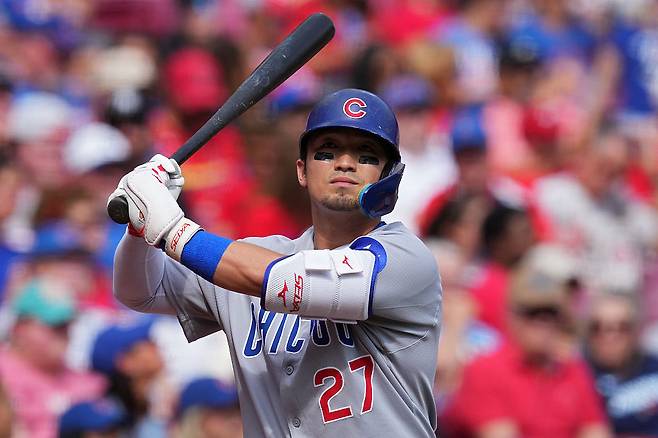 시카고 컵스 스즈키 세이야가 22일 신시내티전에서 3회초 타격 준비를 하고 있다. Getty Images코리아