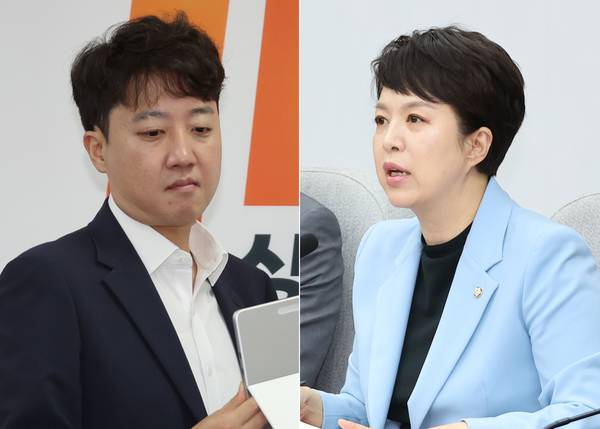 개혁신당 이준석(왼쪽) 대표와 국민의힘 김은혜 의원 /연합뉴스