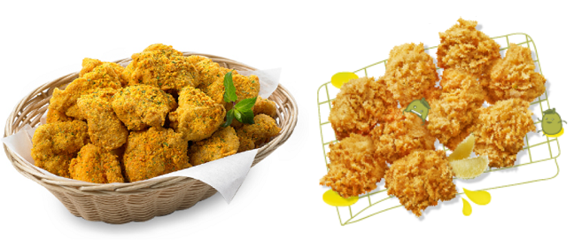 bhc의 뿌링클 순살(왼쪽)과 BBQ의 황올치 순살(오른쪽) / 사진=각사