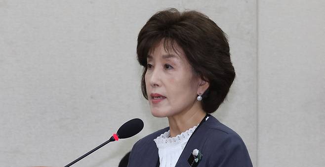 ​​박선영 진실화해위원장이 8월27일 오전 서울 여의도 국회에서 열린 행정안전위원회 전체회의에서 제안설명을 하고 있다. /뉴시스​​