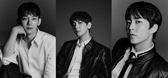 From left: EXO-CBX members Chen, Baekhyun and Xiumin (INB100)