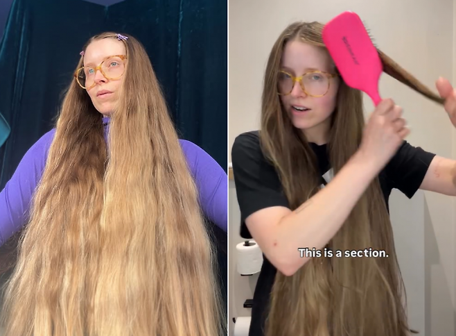 영화 ‘해리포터’ 시리즈에서 그리핀도르 소속 여학생 라벤더 브라운 역으로 출연했던 배우 제시 케이브가 그의 트레이드 마크가 된 긴 머리카락을 보여주고 있다. 제시 케이브 인스타그램 캡처