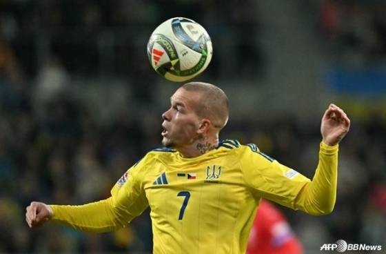 우크라이나 국가대표팀에서 경기를 치르는 미하일로 무드리크. /AFPBBNews=뉴스1