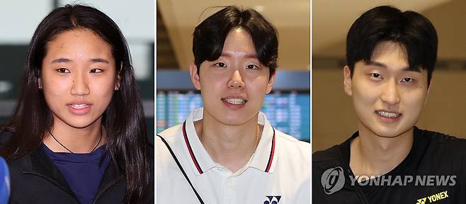 귀국하는 안세영-서승재-김원호 (영종도=연합뉴스) 이진욱 기자 = 2025 세계배드민턴연맹(BWF) 월드투어 슈퍼 750 중국 마스터스에서 우승한 여자 단식 안세영(왼쪽부터), 남자복식 서승재, 김원호가 22일 인천국제공항으로 귀국하고 있다. 2025.9.22 cityboy@yna.co.kr