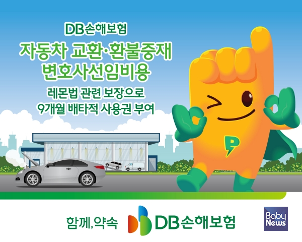 DB손해보험, '자동차 교환·환불중재 변호사선임비용' 레몬법 관련 보장으로 9개월 배타적 사용권 부여. ⓒDB손해보험