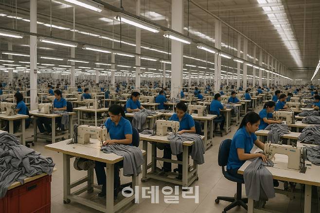 가상의 의류 생산 공장 (사진=ChatGPT)
