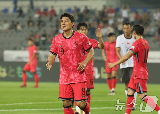 동아시안컵에서 득점한 주민규. 2025.7.7/뉴스1 ⓒ News1 김영운 기자