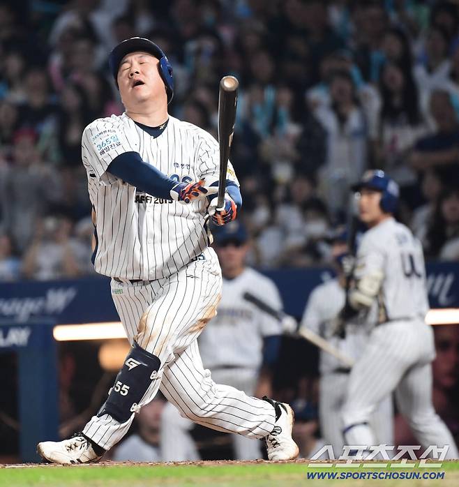 24일 창원 NC파크에서 열린 KBO리그 NC와 LG의 경기. 3회말 2사 만루. 헛스윙 삼진을 당하고 있는 NC 이우성. 창원=송정헌 기자songs@sportschosun.com/2025.09.24/