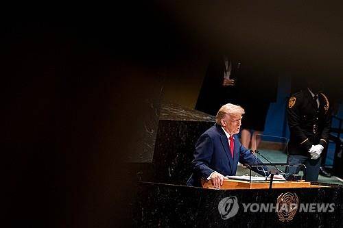 유엔 총회서 연설중인 트럼프 대통령 [AP 연합뉴스. 재판매 및 DB 금지]