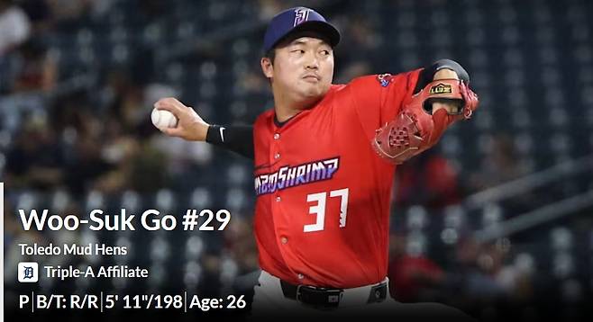 ▲ 디트로이트 타이거스 산하 톨레도 머드 헨즈 소속인 고우석. ⓒMILB 캡처