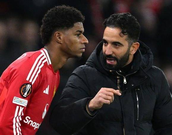 마커스 래시포드와 후벵 아모림 감독