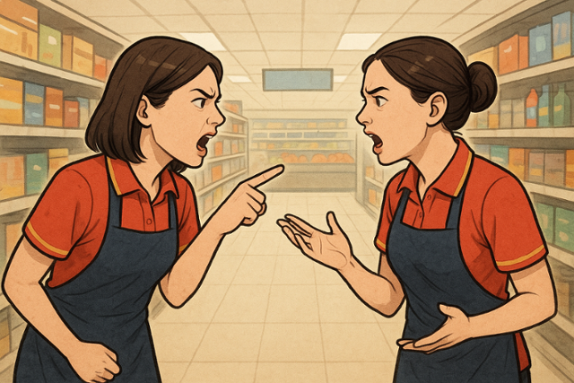 휴일노동자들은 쉬고 싶은 휴일 날짜가 겹칠 경우 동료와 다툼이 생기기도 한다. 챗GPT 이미지 제작