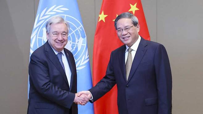지난 7월 안토니우 구테흐스 유엔 사무총장과 리창 중국 총리