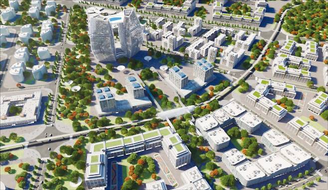 K-파크가 조성될 카자흐스탄 알라타우 시티의 그린 디스트릭트 조감도. (카스피안코리아 제공)