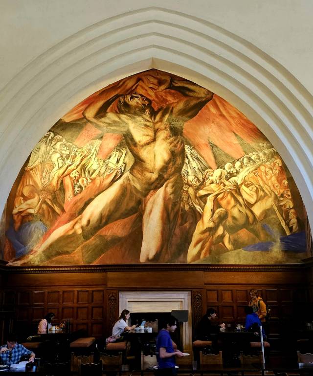 ▲ 오로스코가 미국 체류 중 로스앤젤레스 근교 포모나대학 학생식당에 그린 벽화 '프로메테우스' ⓒ손호철