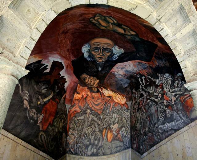 ▲ 오로스코가 과달라하라 주정부 청사에 그린 '이달고' 전경 ⓒ손호철