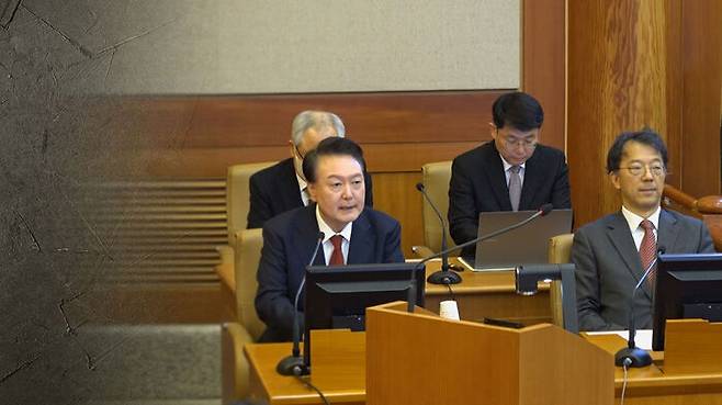 윤석열 전 대통령 탄핵심판 출석 (지난 1월, 헌법재판소)